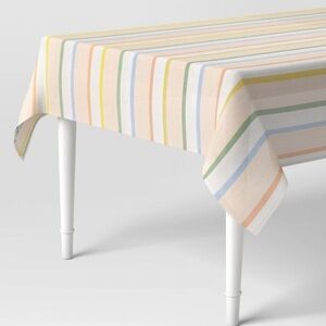 Room Essentials Pastel Striped Tablecloth 60x84. Sets 6-8